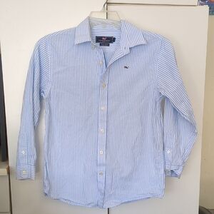 Vineyard Vines Light Blue Striped Button Down Shirt boys M 12-14